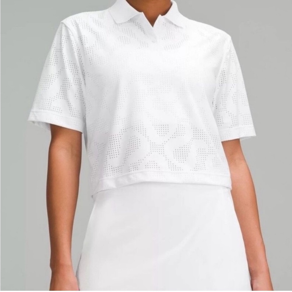 Lululemon Classic-Fit Short-Sleeve Polo Shirt *Logo White Size 8